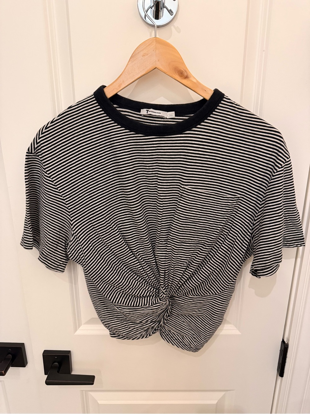 Alexander Wang Black and White Striped Twist-Knot Crop Top
